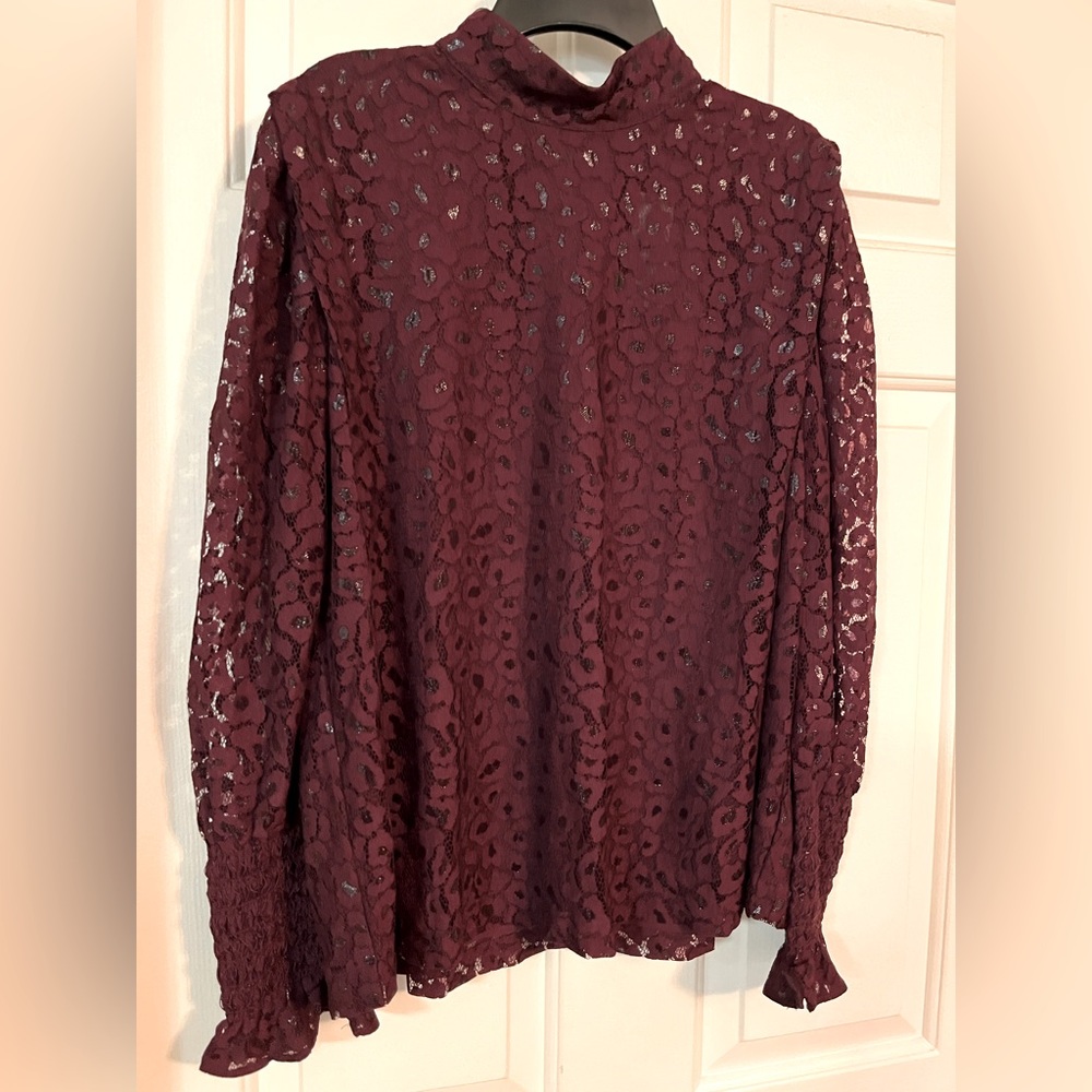 NWT Ann Taylor Burgundy Lace Blouse